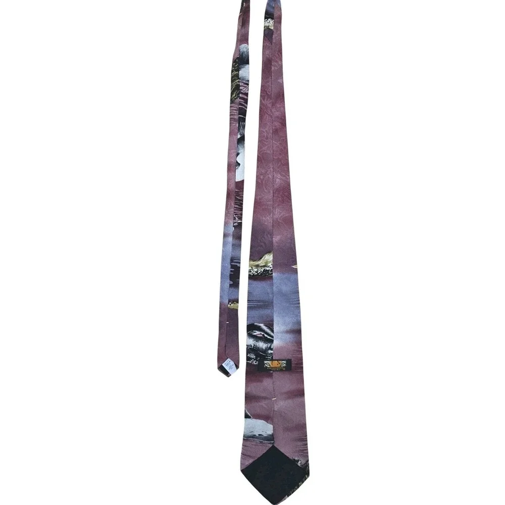 Endangered Species Sea Otter Silk Necktie Purple Novelty Animal Print Tie OS